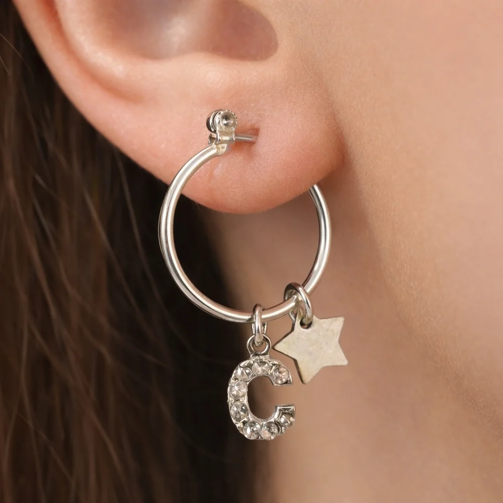 Justice Silver-tone Hoop Earrings Sparkling 